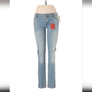 Mossimo Low Rise Studded Crystal Rhinestone Stripe Light Wash Skinny Y2K Jeans